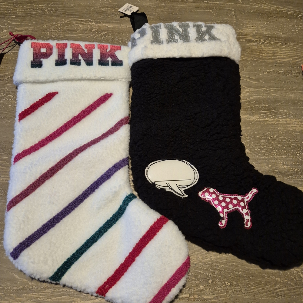Victoria's Secret Pink Holiday Stockings - Black and White